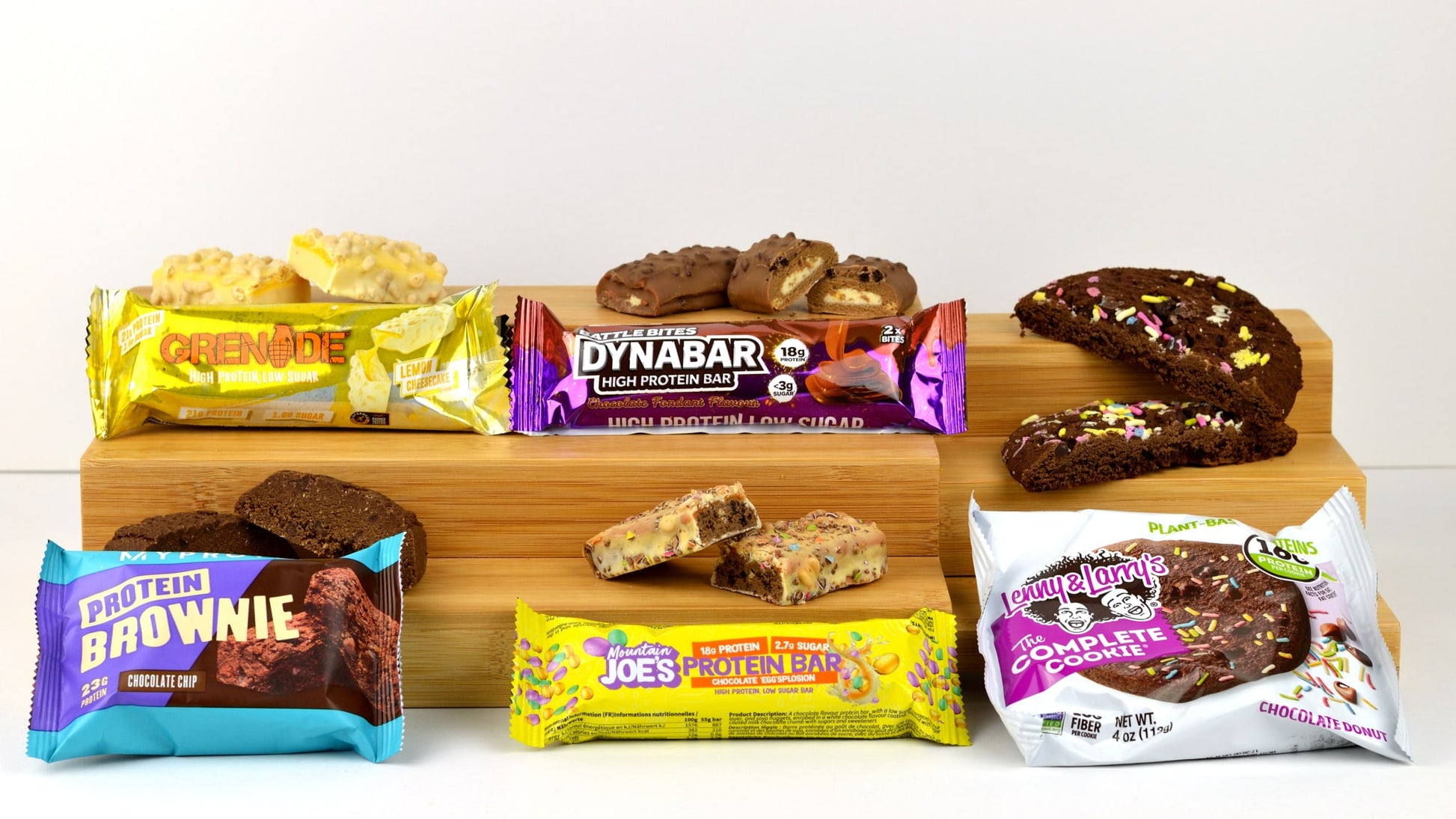 Box Of Protein | Gym Freak Gift | Protein Bars and Snacks | Grenade, Dynabar, Lenny & Larrys, Mountain Joes, MyProtein Brownie