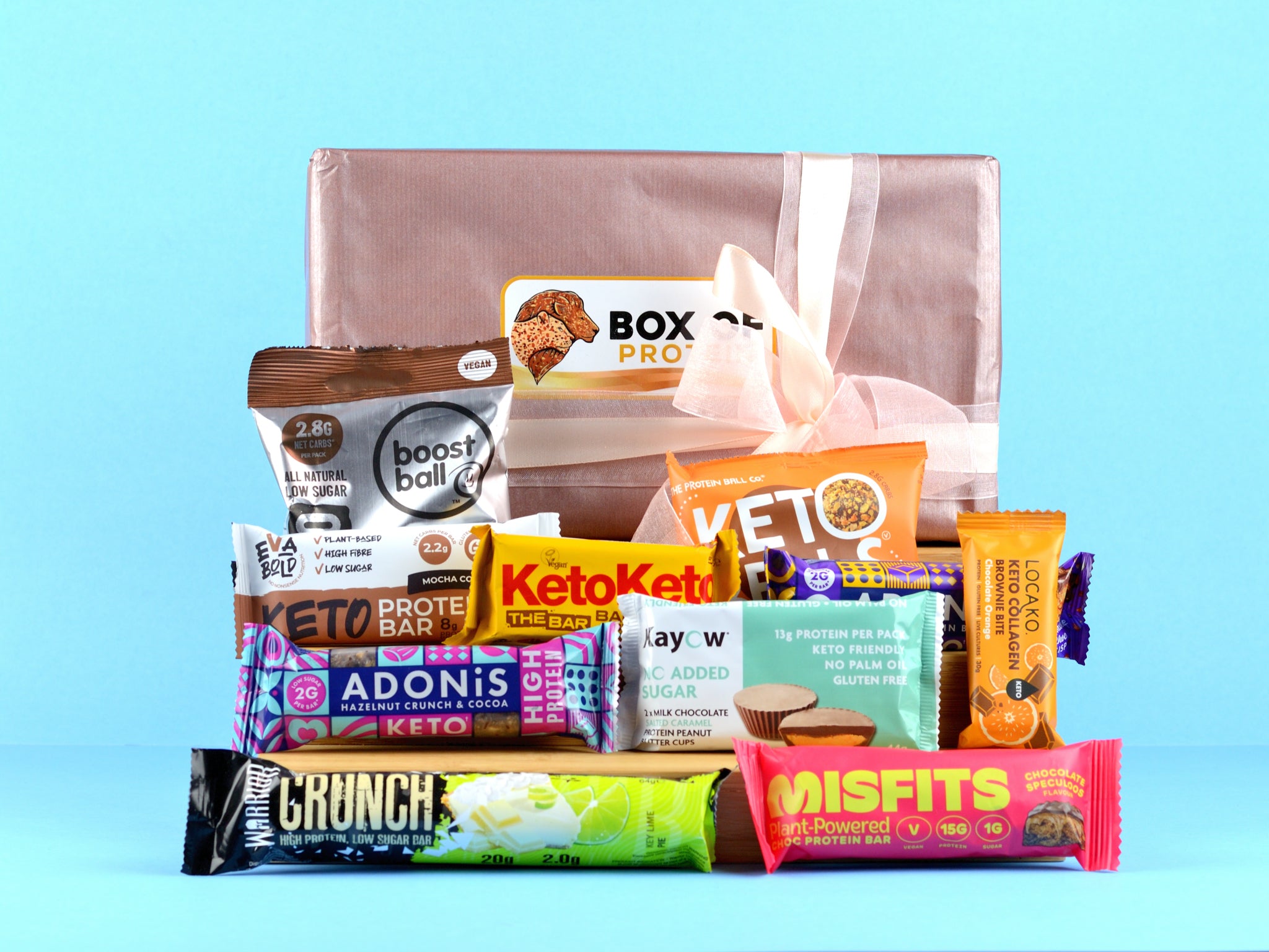 Box Of Protein | Protein Keto Diet Gift Box | Protein Snacks Hamper | Locako, Warrior Crunch, Boostball, Misfits, Keto Balls, KetoKeto, Adonis, Kayow, EVA Bold