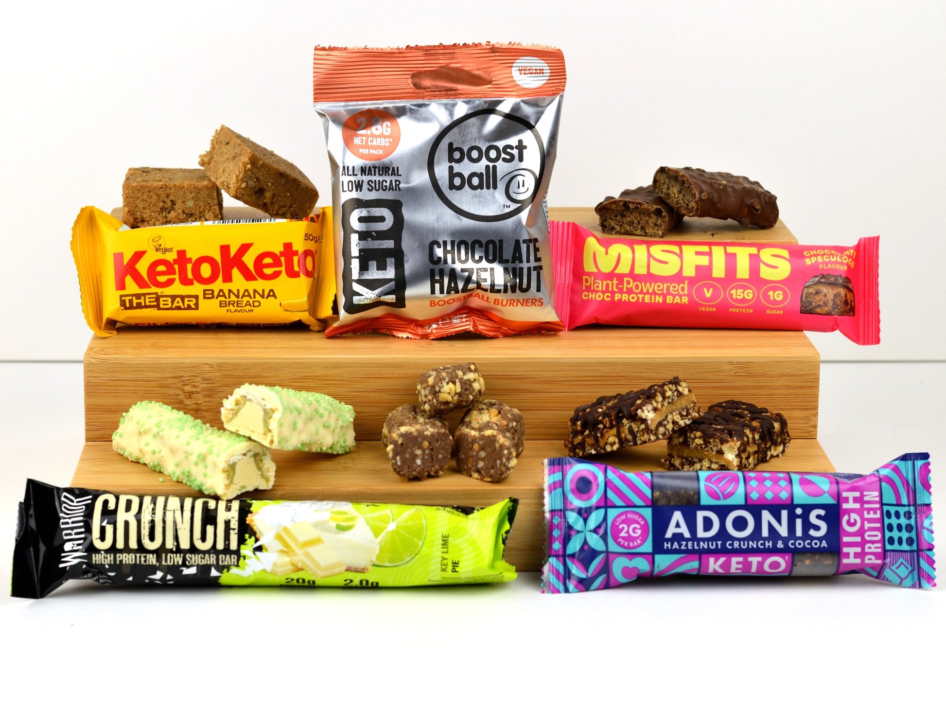 Box Of Protein | Protein Keto Diet Gift Box | Protein Snacks Hamper | Warrior Crunch, Boostball, Misfits, KetoKeto, Adonis